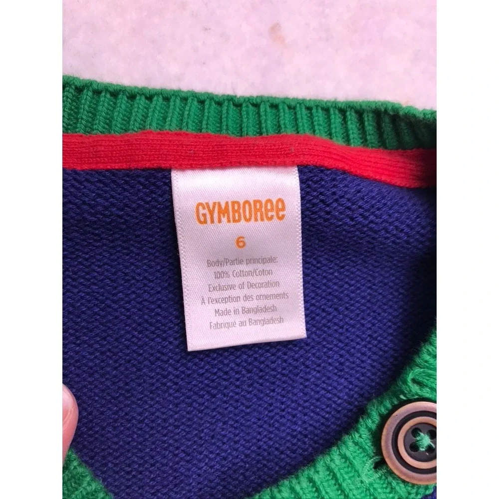 Gymboree‎ Kids Size 6 Snowman Cotton Knit Sweater Blue Green Holiday Christmas